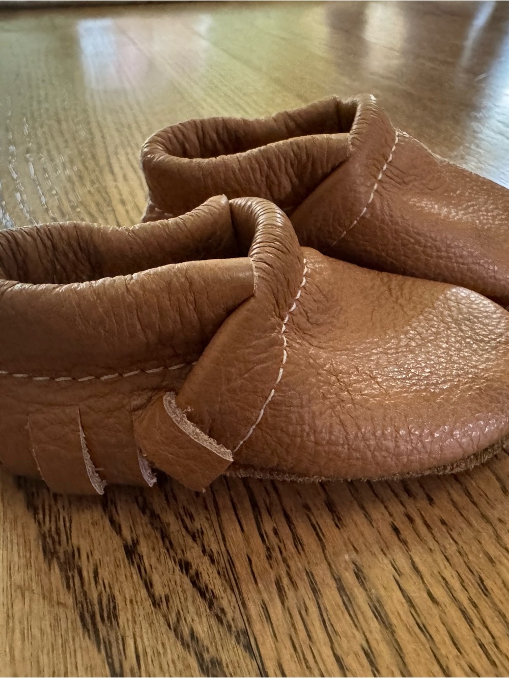 Kids Brown Leather Moccasin Slip-On Shoes